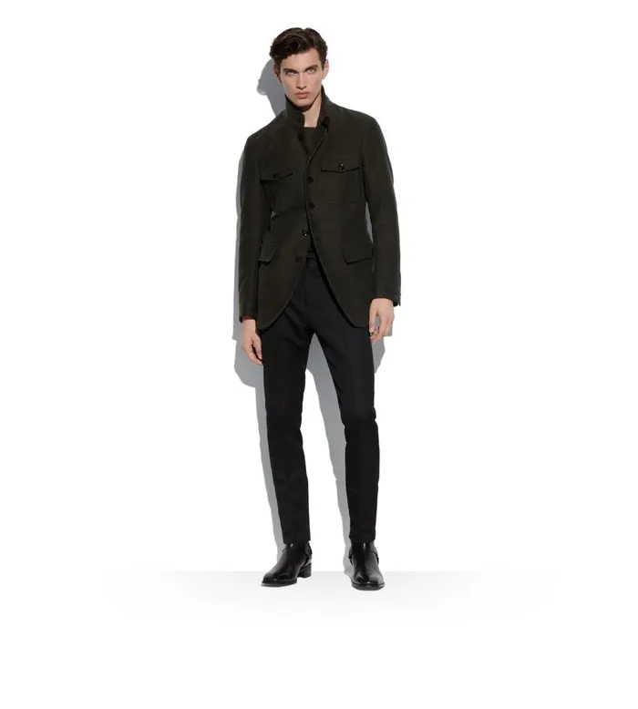 Men Outerwear Tom Ford Moleskin Military Jacket Cypress Men Outerwear Tom Ford Moleskin Military Jacket Cypress