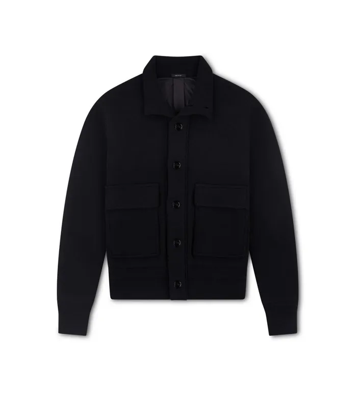Men Outerwear Tom Ford NylonLined Merino Button Through Blouson Black