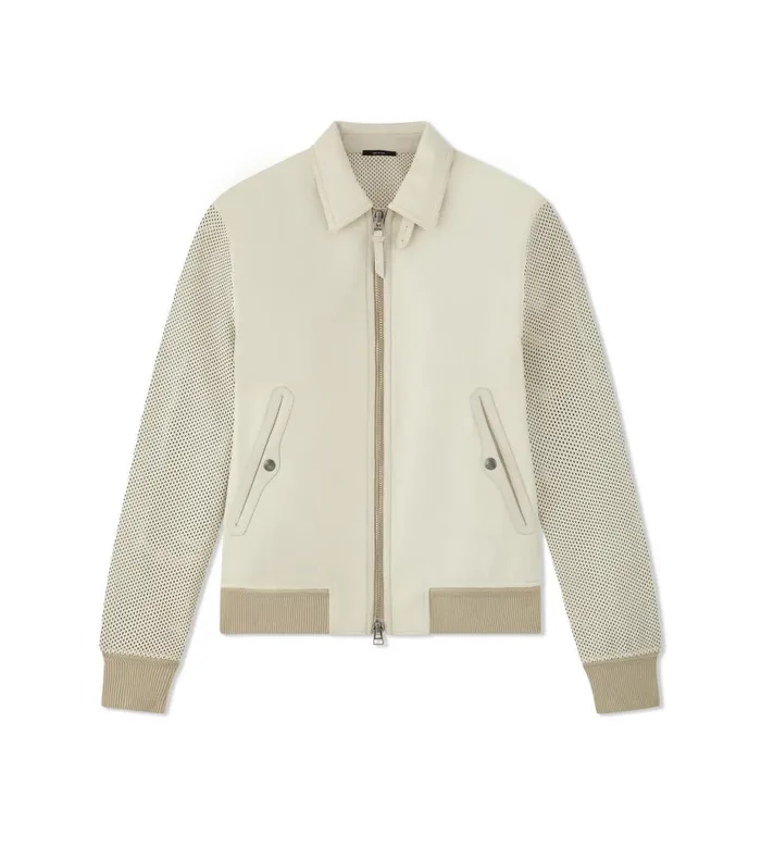Men Outerwear Tom Ford Plonge Leather Blouson Ivory