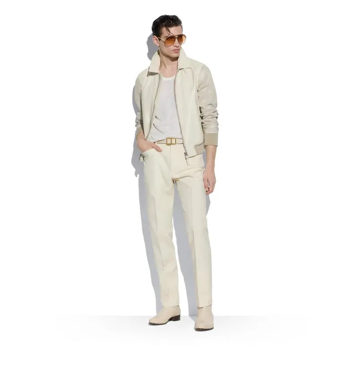 Men Outerwear Tom Ford Plonge Leather Blouson Ivory Men Outerwear Tom Ford Plonge Leather Blouson Ivory