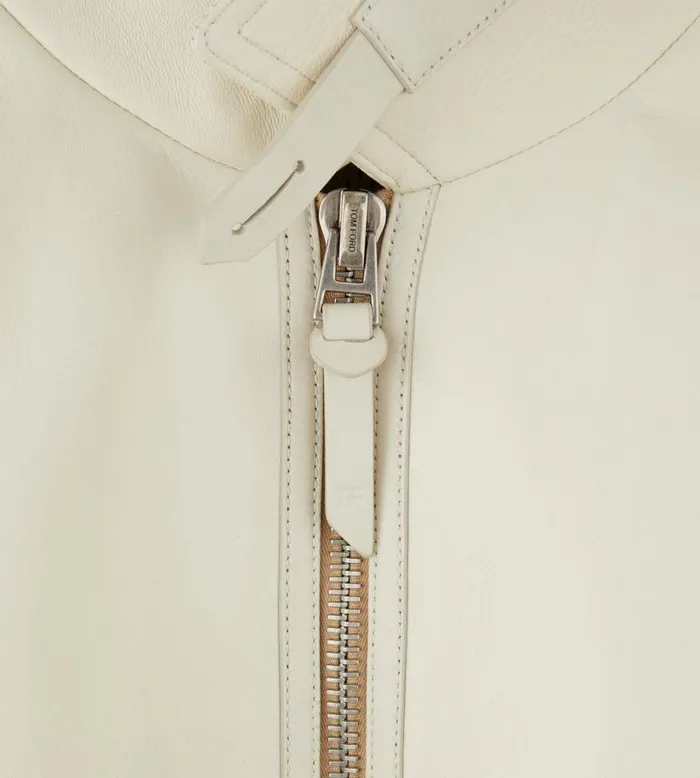 Men Outerwear Tom Ford Plonge Leather Blouson Ivory Men Outerwear Tom Ford Plonge Leather Blouson Ivory