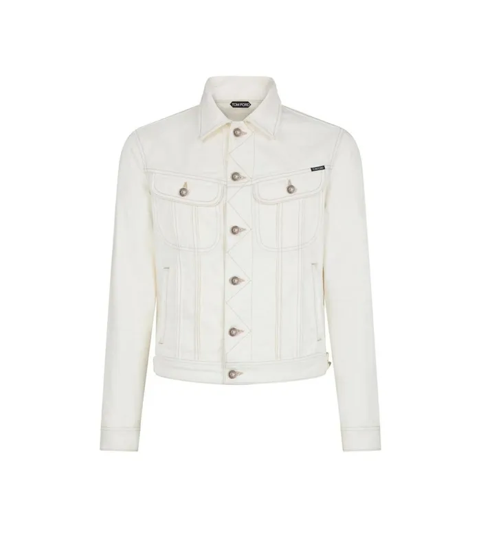 Men Outerwear Tom Ford White Twill Icon Denim Jacket Ivory