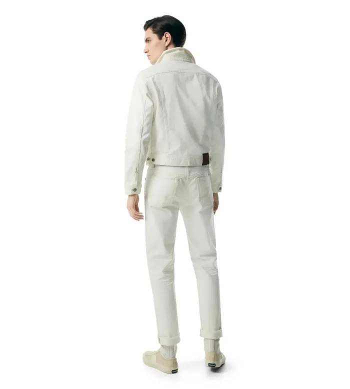 Men Outerwear Tom Ford White Twill Icon Denim Jacket Ivory Men Outerwear Tom Ford White Twill Icon Denim Jacket Ivory