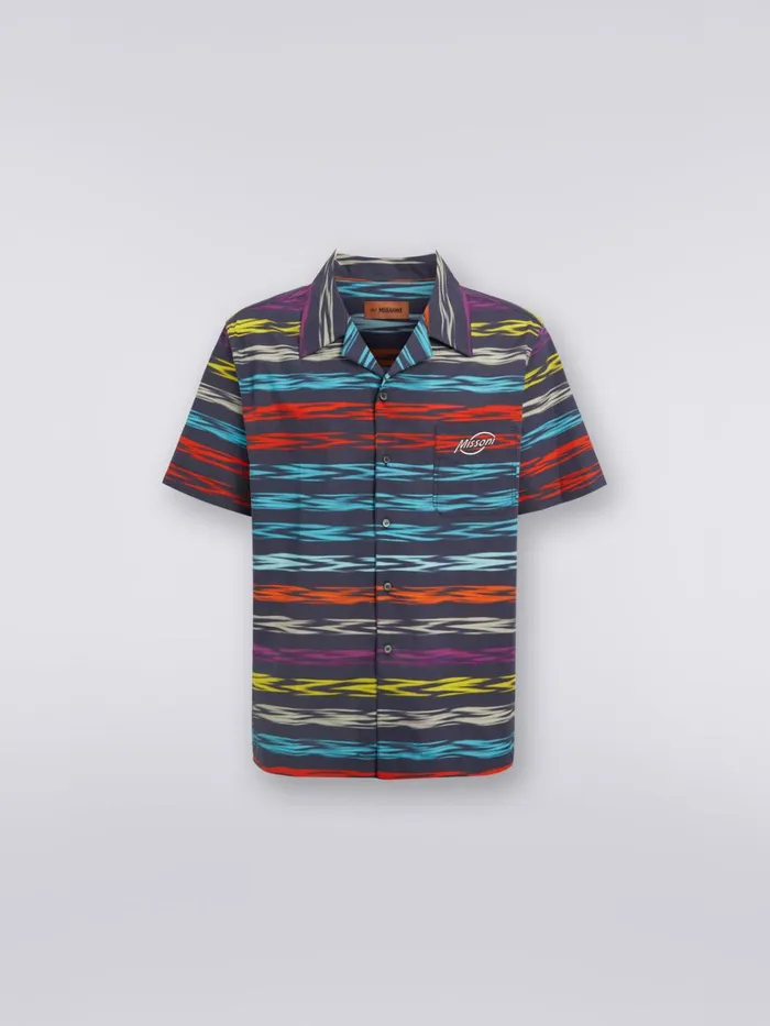 Men Oversized ShortSleeved Bowling Shirt With Logo Multicoloured Missoni Shirts