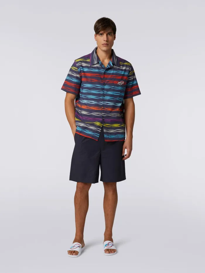 Men Oversized ShortSleeved Bowling Shirt With Logo Multicoloured Missoni Shirts Men Oversized ShortSleeved Bowling Shirt With Logo Multicoloured Missoni Shirts