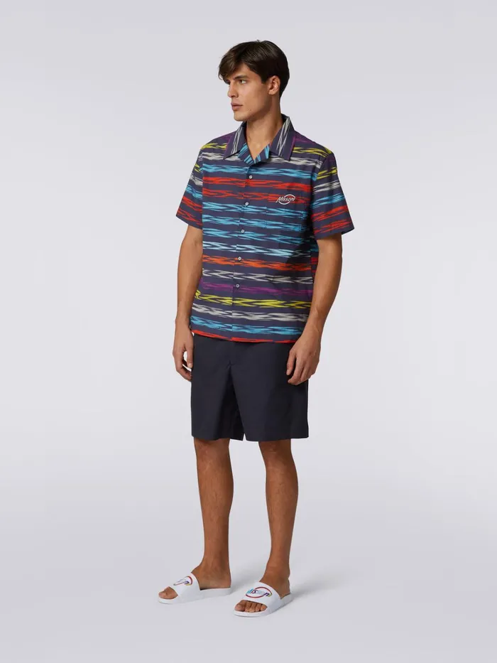 Men Oversized ShortSleeved Bowling Shirt With Logo Multicoloured Missoni Shirts Men Oversized ShortSleeved Bowling Shirt With Logo Multicoloured Missoni Shirts