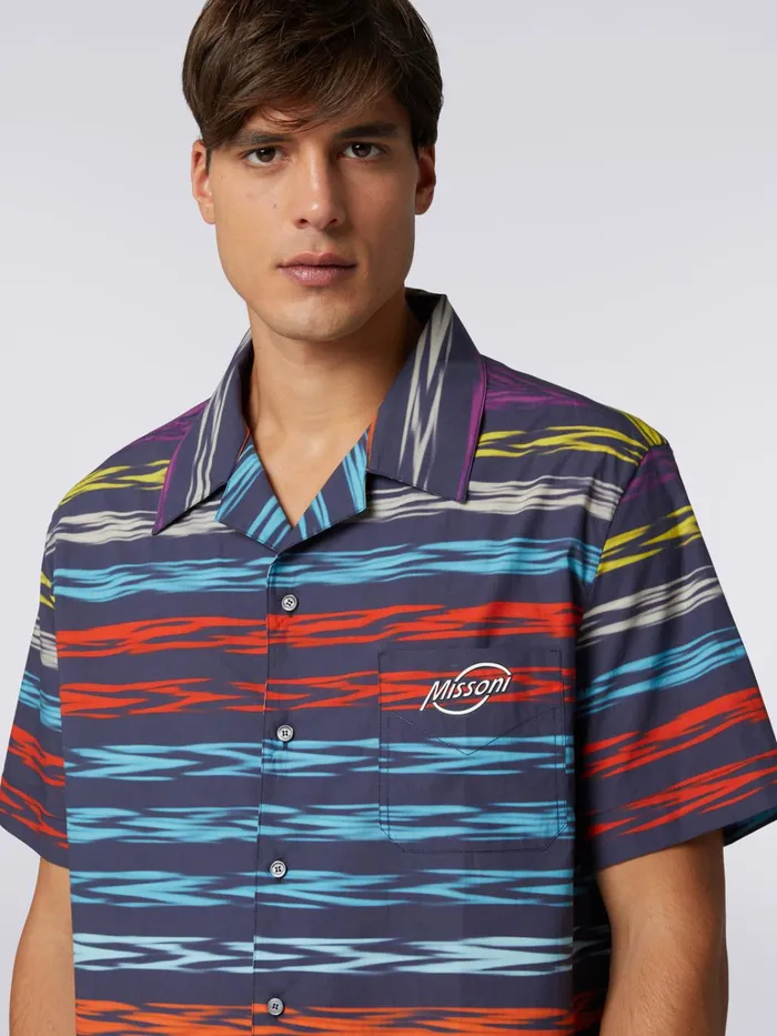 Men Oversized ShortSleeved Bowling Shirt With Logo Multicoloured Missoni Shirts Men Oversized ShortSleeved Bowling Shirt With Logo Multicoloured Missoni Shirts
