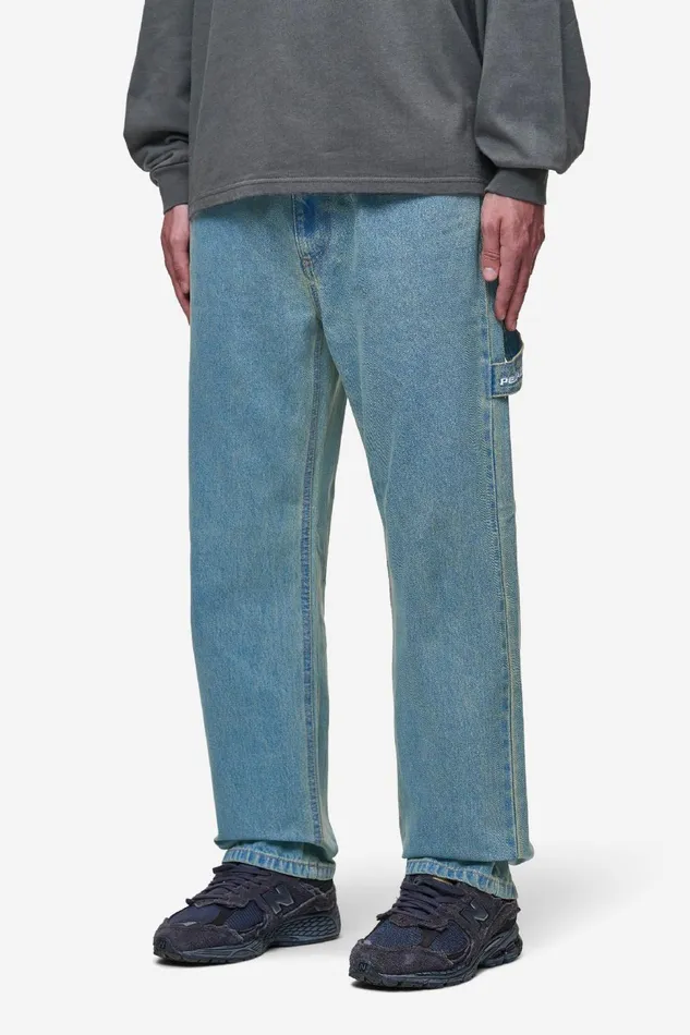 Men Pegador Basic Bottoms Daule Baggy Workwear Jeans Washed Vintage Blue