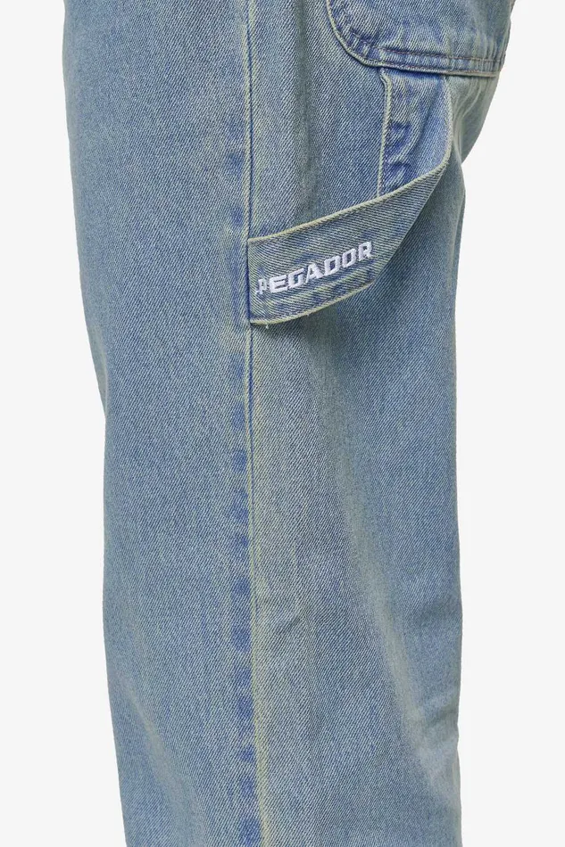 Men Pegador Basic Bottoms Daule Baggy Workwear Jeans Washed Vintage Blue Men Pegador Basic Bottoms Daule Baggy Workwear Jeans Washed Vintage Blue