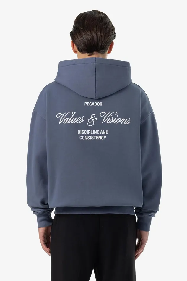 Men Pegador Hoodies Bronson Oversized Sweat Jacket Washed Shadow Blue