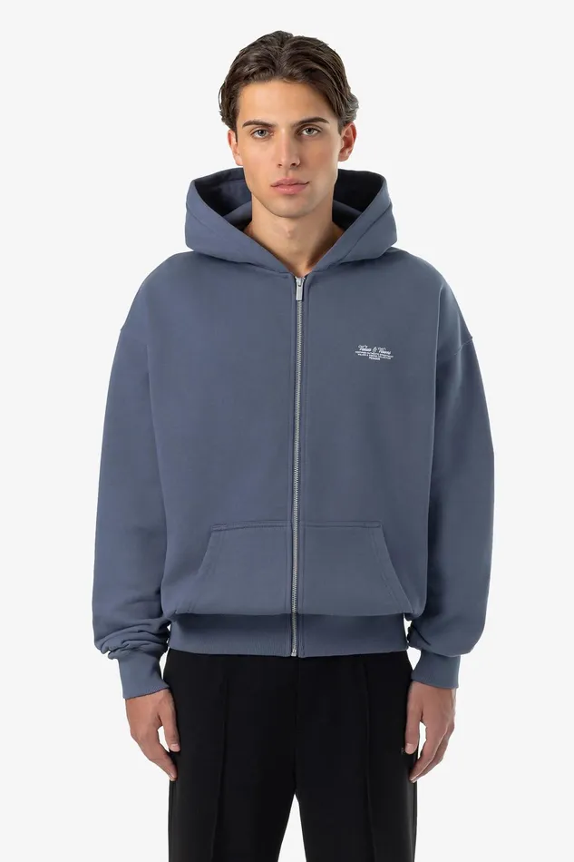 Men Pegador Hoodies Bronson Oversized Sweat Jacket Washed Shadow Blue Men Pegador Hoodies Bronson Oversized Sweat Jacket Washed Shadow Blue