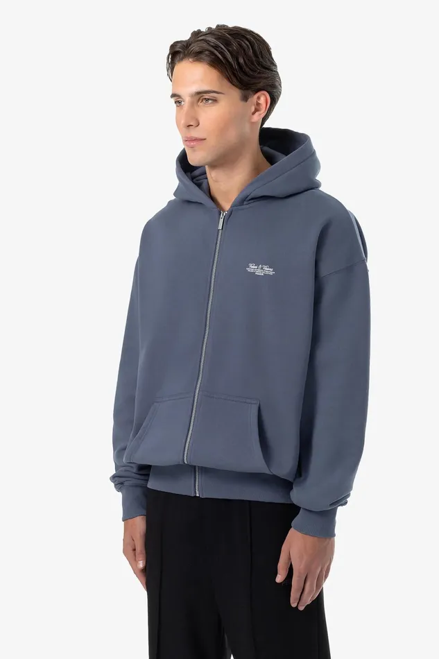 Men Pegador Hoodies Bronson Oversized Sweat Jacket Washed Shadow Blue Men Pegador Hoodies Bronson Oversized Sweat Jacket Washed Shadow Blue