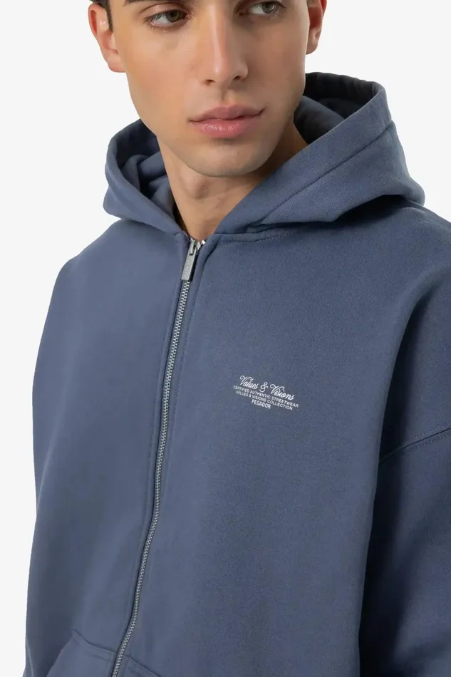 Men Pegador Hoodies Bronson Oversized Sweat Jacket Washed Shadow Blue Men Pegador Hoodies Bronson Oversized Sweat Jacket Washed Shadow Blue