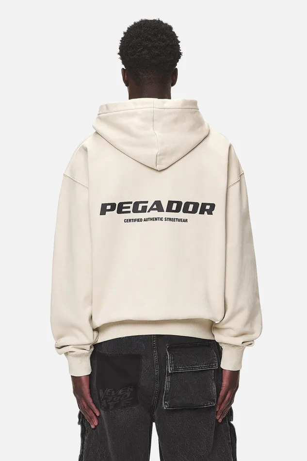 Men Pegador Hoodies Colne Logo Oversized Sweat Jacket Washed Desert Sand