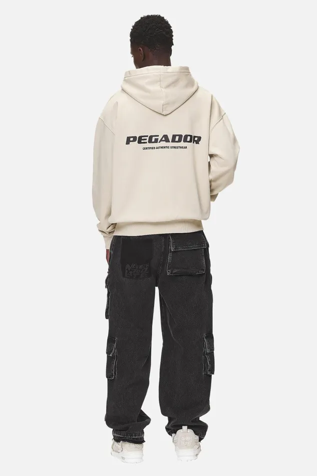 Men Pegador Hoodies Colne Logo Oversized Sweat Jacket Washed Desert Sand Men Pegador Hoodies Colne Logo Oversized Sweat Jacket Washed Desert Sand