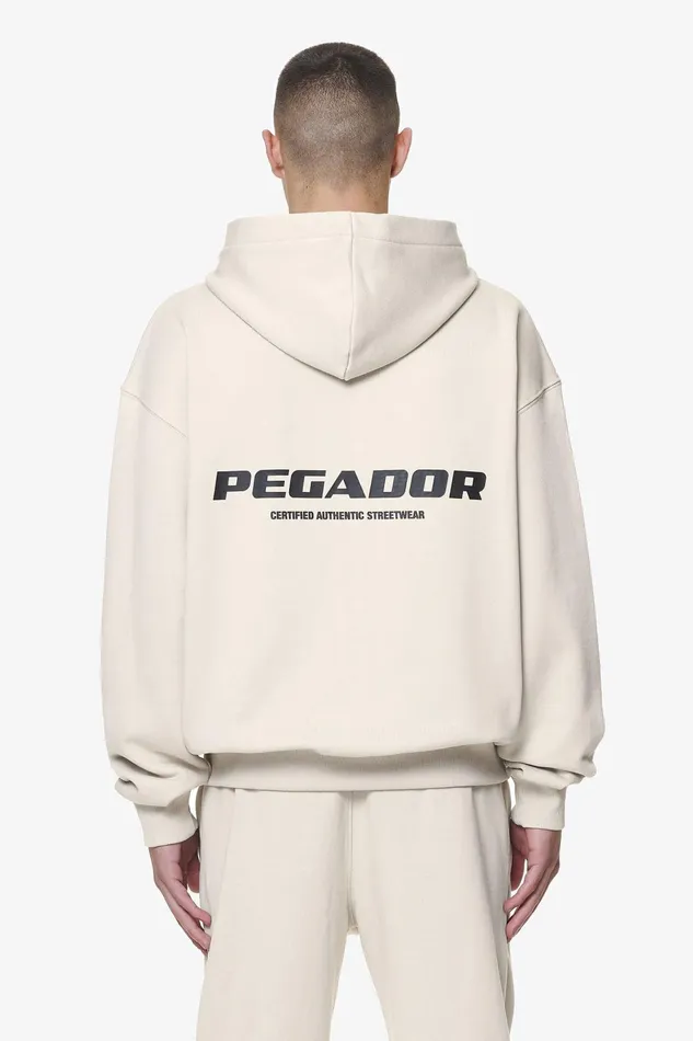 Men Pegador Hoodies Colne Logo Oversized Sweat Jacket Washed Dust Cream