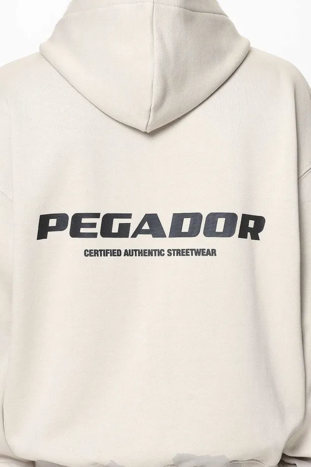 Men Pegador Hoodies Colne Logo Oversized Sweat Jacket Washed Dust Cream Men Pegador Hoodies Colne Logo Oversized Sweat Jacket Washed Dust Cream