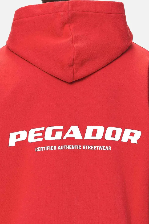 Men Pegador Hoodies Colne Logo Oversized Sweat Jacket Washed Red Men Pegador Hoodies Colne Logo Oversized Sweat Jacket Washed Red