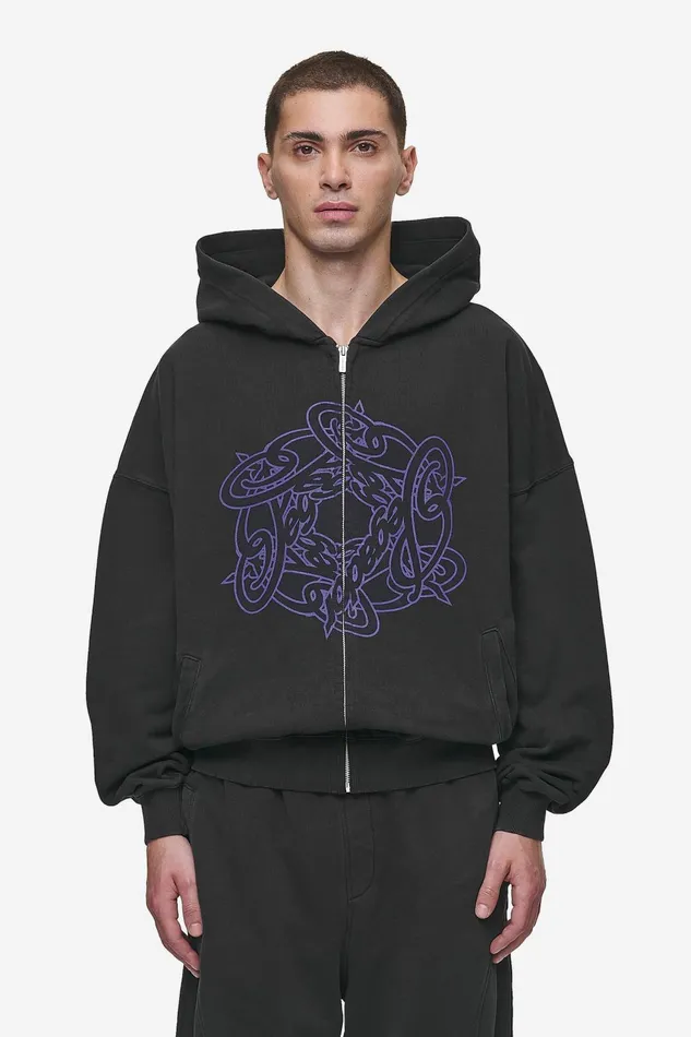 Men Pegador Hoodies Dalk Boxy Sweat Jacket Vintage Black