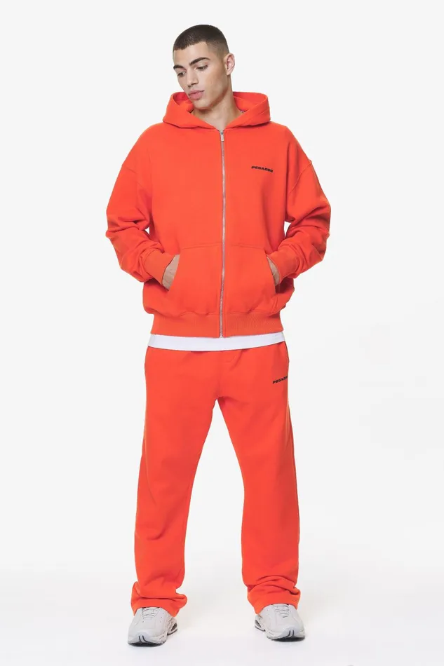 Men Pegador Hoodies Logo Oversized Sweat Jacket Washed Signal Red Gum