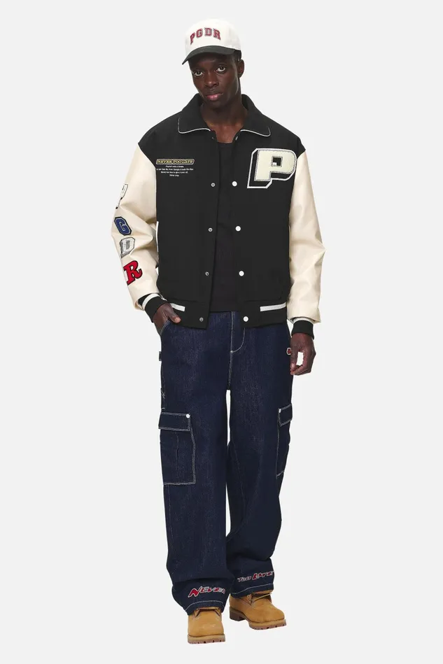 Men Pegador Jacken Oris Varsity Jacket Black Cream Men Pegador Jacken Oris Varsity Jacket Black Cream