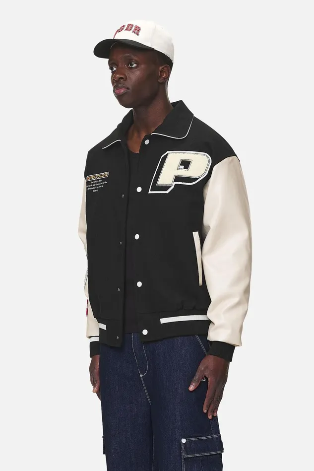 Men Pegador Jacken Oris Varsity Jacket Black Cream Men Pegador Jacken Oris Varsity Jacket Black Cream