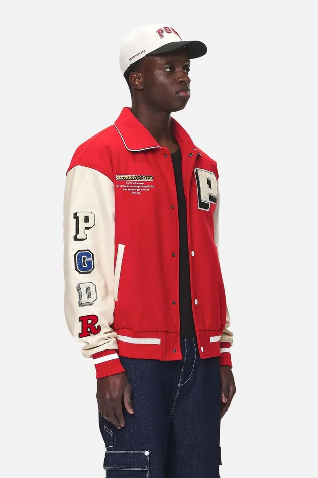 Men Pegador Jacken Oris Varsity Jacket Red Cream Men Pegador Jacken Oris Varsity Jacket Red Cream