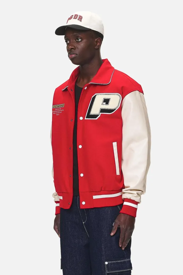 Men Pegador Jacken Oris Varsity Jacket Red Cream Men Pegador Jacken Oris Varsity Jacket Red Cream