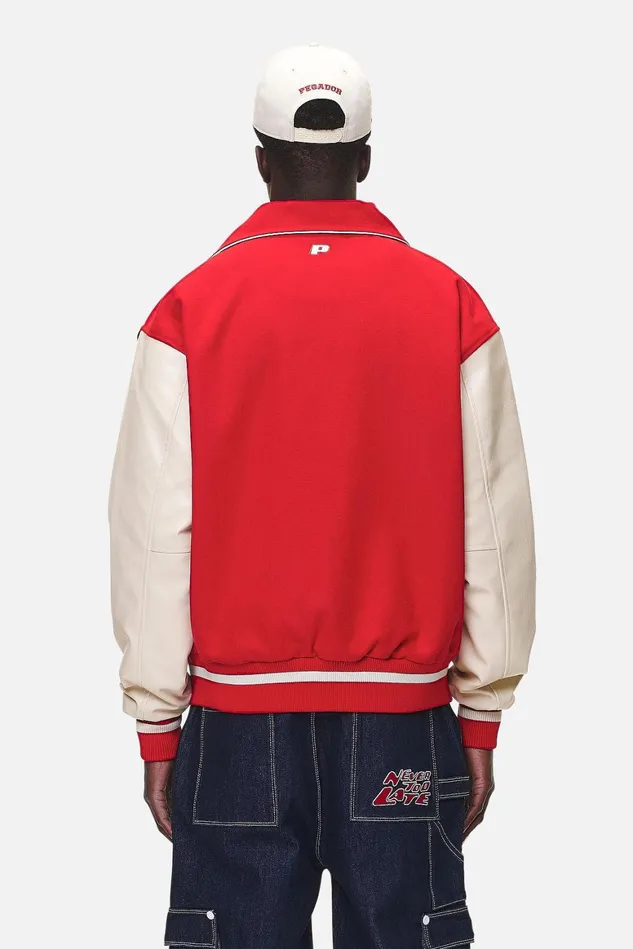 Men Pegador Jacken Oris Varsity Jacket Red Cream Men Pegador Jacken Oris Varsity Jacket Red Cream