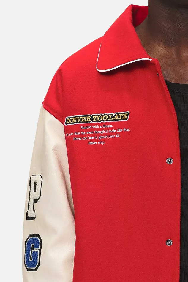 Men Pegador Jacken Oris Varsity Jacket Red Cream Men Pegador Jacken Oris Varsity Jacket Red Cream