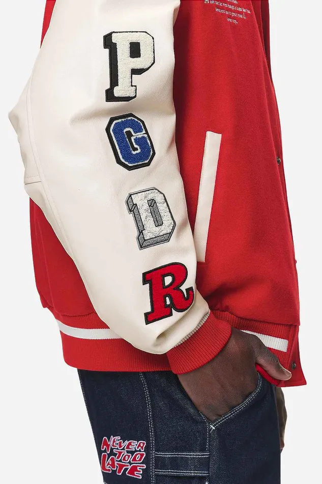 Men Pegador Jacken Oris Varsity Jacket Red Cream Men Pegador Jacken Oris Varsity Jacket Red Cream