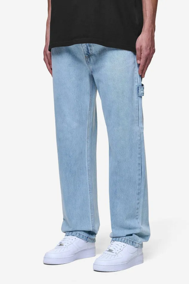 Men Pegador Jeans Daule Baggy Workwear Jeans Washed Light Blue