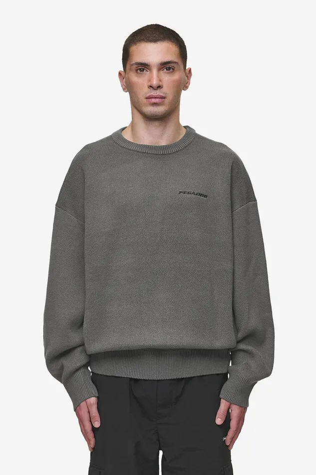 Men Pegador Knitwear Logo Oversized Knit Sweater Anthracite