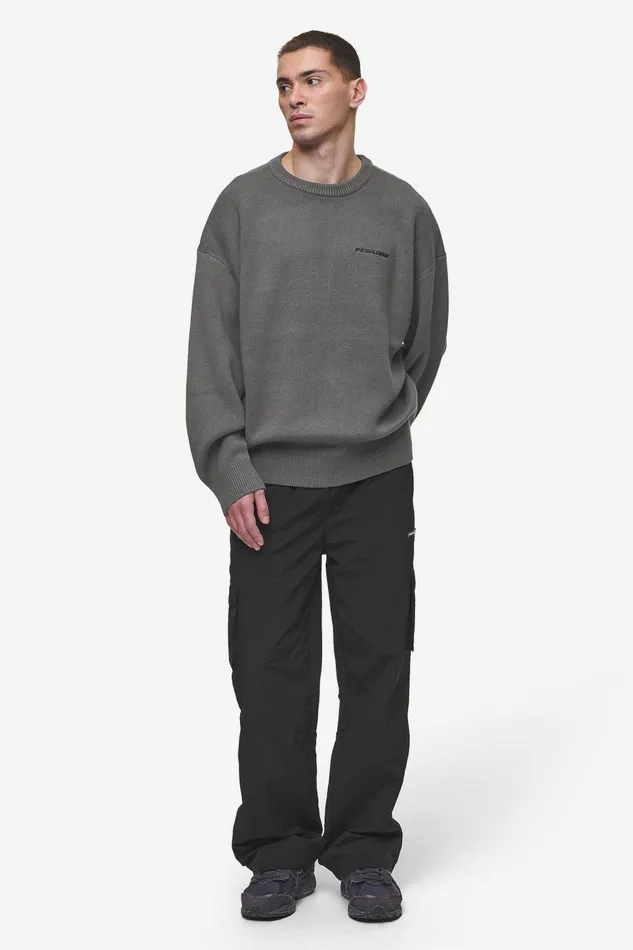 Men Pegador Knitwear Logo Oversized Knit Sweater Anthracite Men Pegador Knitwear Logo Oversized Knit Sweater Anthracite