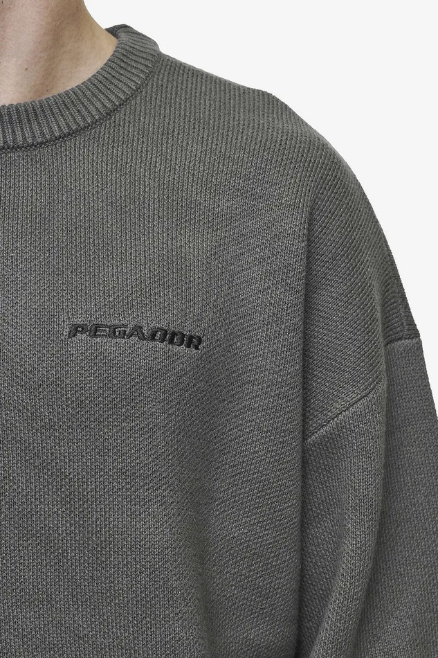 Men Pegador Knitwear Logo Oversized Knit Sweater Anthracite Men Pegador Knitwear Logo Oversized Knit Sweater Anthracite
