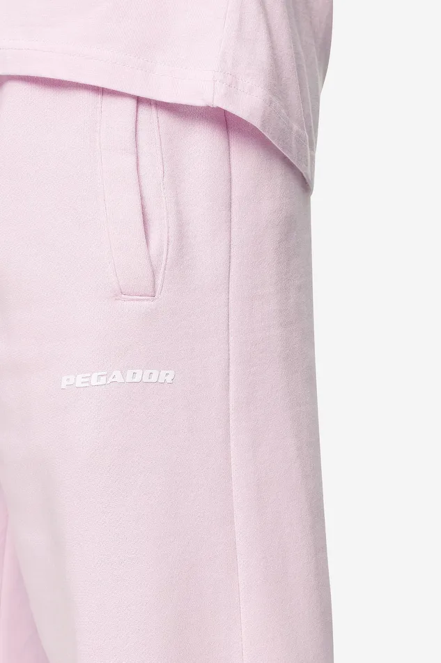 Men Pegador Pants and Joggers Logo Wide Sweat Pants Washed Bubblegum White Gum Men Pegador Pants and Joggers Logo Wide Sweat Pants Washed Bubblegum White Gum