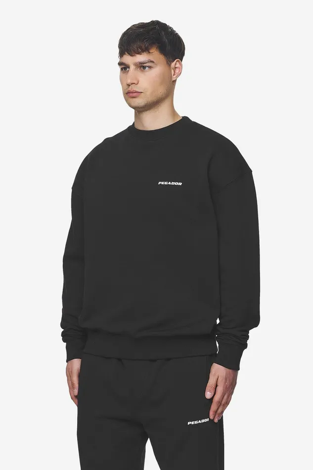 Men Pegador Sweaters Logo Oversized Sweater Washed Black White Gum Men Pegador Sweaters Logo Oversized Sweater Washed Black White Gum