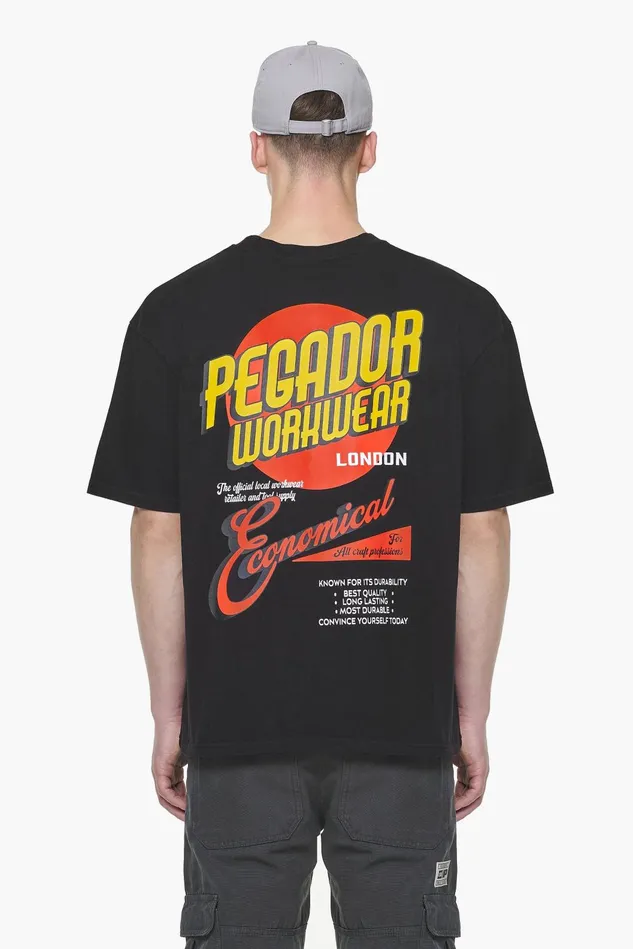 Men Pegador Tees Docks Oversized Tee Vintage Washed Onyx Black