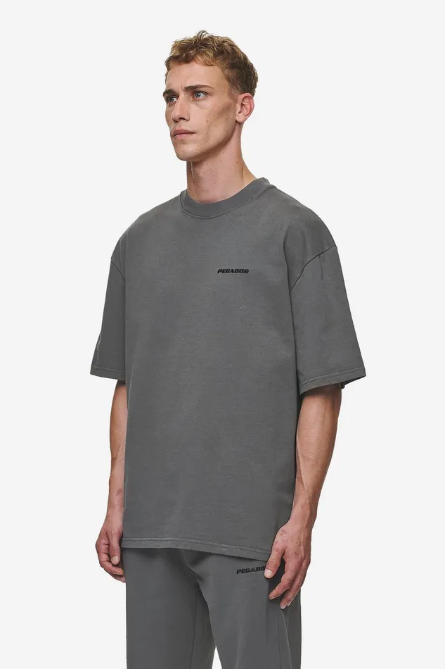 Men Pegador Tees Logo Oversized Tee Washed Anthracite Men Pegador Tees Logo Oversized Tee Washed Anthracite