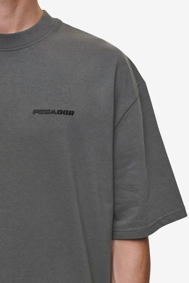 Men Pegador Tees Logo Oversized Tee Washed Anthracite Men Pegador Tees Logo Oversized Tee Washed Anthracite