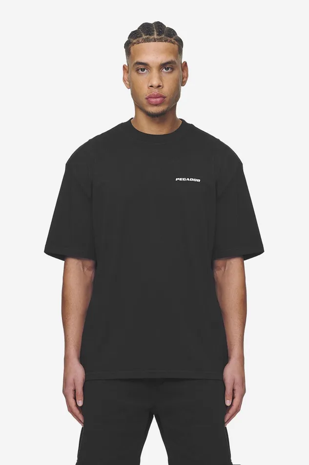 Men Pegador Tees Logo Oversized Tee Washed Black White Gum