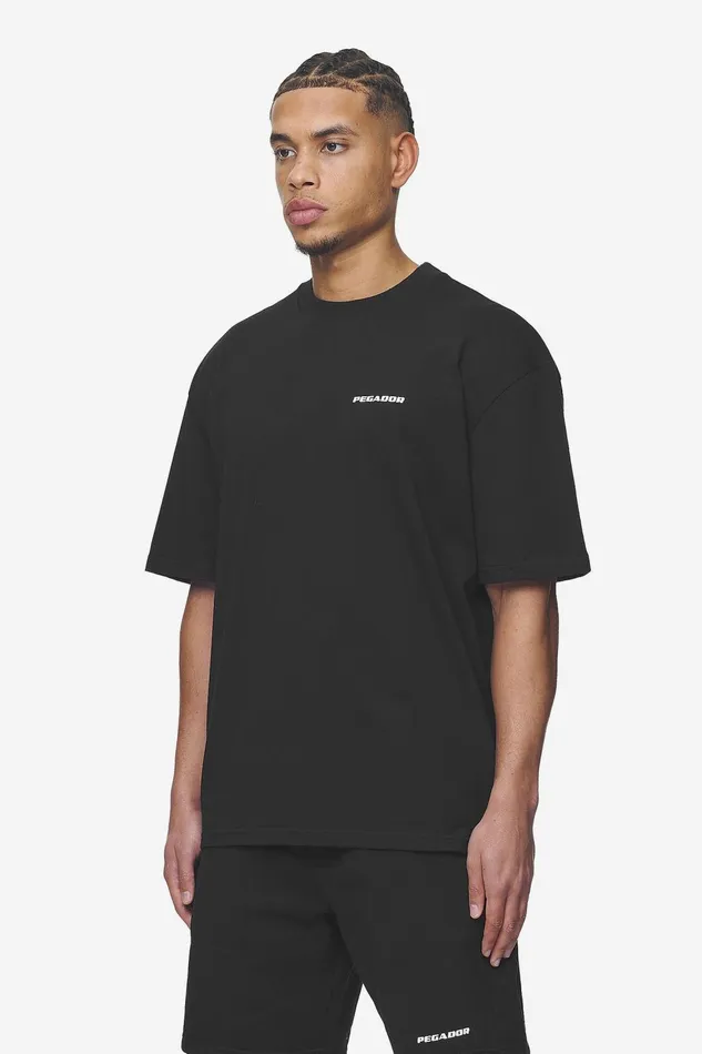 Men Pegador Tees Logo Oversized Tee Washed Black White Gum Men Pegador Tees Logo Oversized Tee Washed Black White Gum