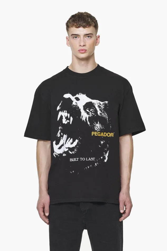 Men Pegador Tees Nether Oversized Tee Vintage Washed Onyx Black
