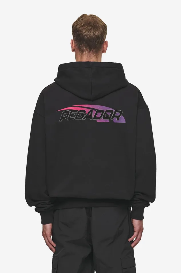 Men Pegador Zip Hoodies Clayton Oversized Sweat Jacket Washed Black
