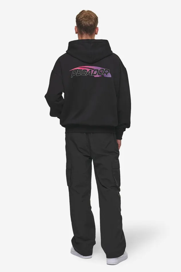 Men Pegador Zip Hoodies Clayton Oversized Sweat Jacket Washed Black Men Pegador Zip Hoodies Clayton Oversized Sweat Jacket Washed Black