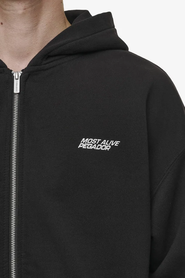 Men Pegador Zip Hoodies Clayton Oversized Sweat Jacket Washed Black Men Pegador Zip Hoodies Clayton Oversized Sweat Jacket Washed Black
