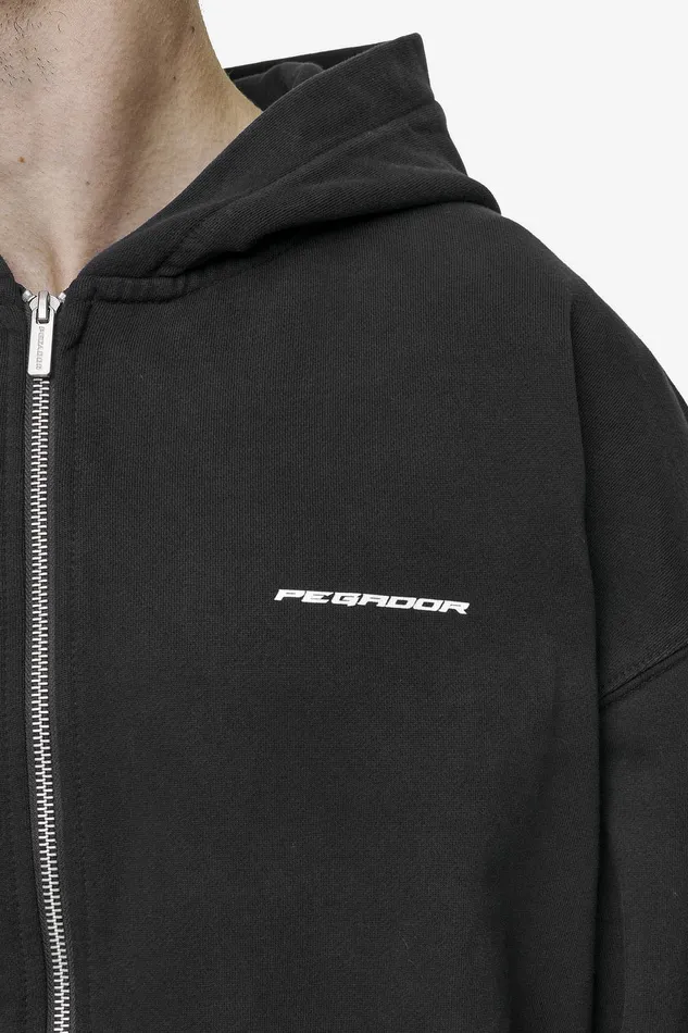 Men Pegador Zip Hoodies Dubose Oversized Sweat Jacket Vintage Black Men Pegador Zip Hoodies Dubose Oversized Sweat Jacket Vintage Black