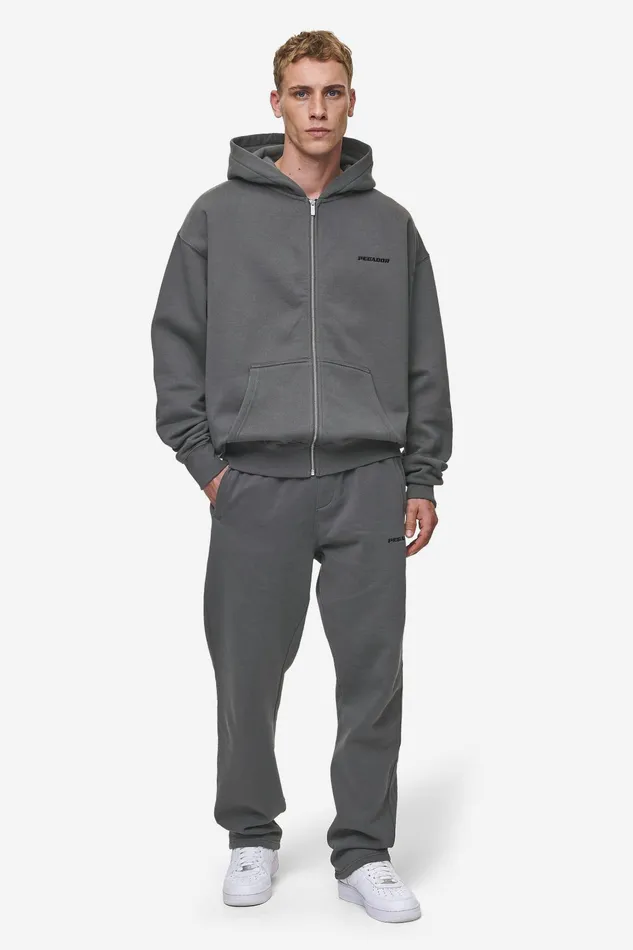 Men Pegador Zip Hoodies Logo Oversized Sweat Jacket Washed Anthracite