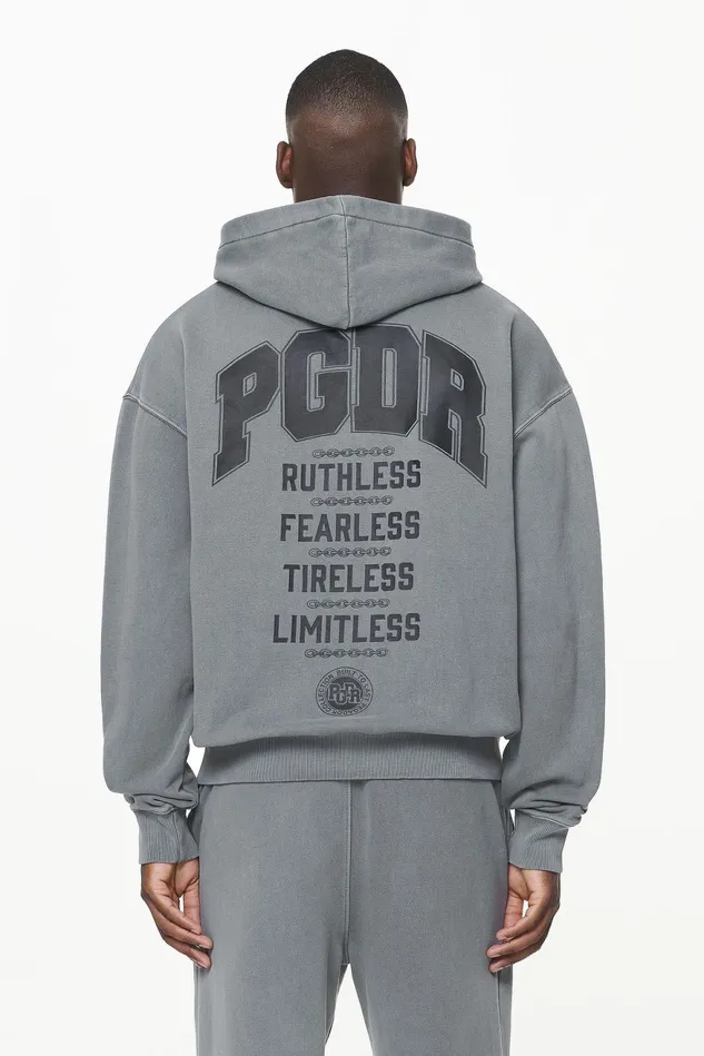 Men Pegador Zip Hoodies Orsett Oversized Sweat Jacket Vintage Grey