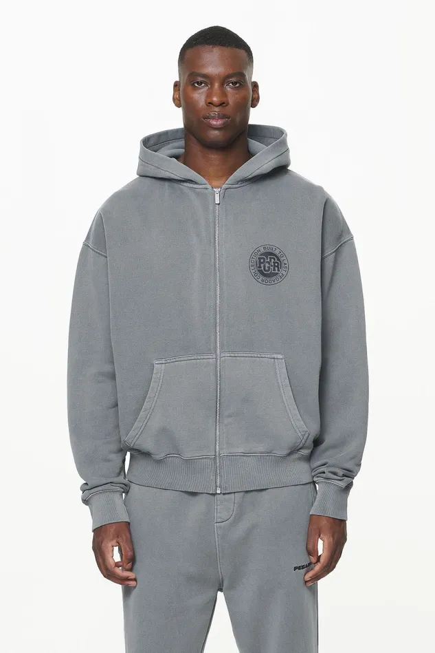 Men Pegador Zip Hoodies Orsett Oversized Sweat Jacket Vintage Grey Men Pegador Zip Hoodies Orsett Oversized Sweat Jacket Vintage Grey